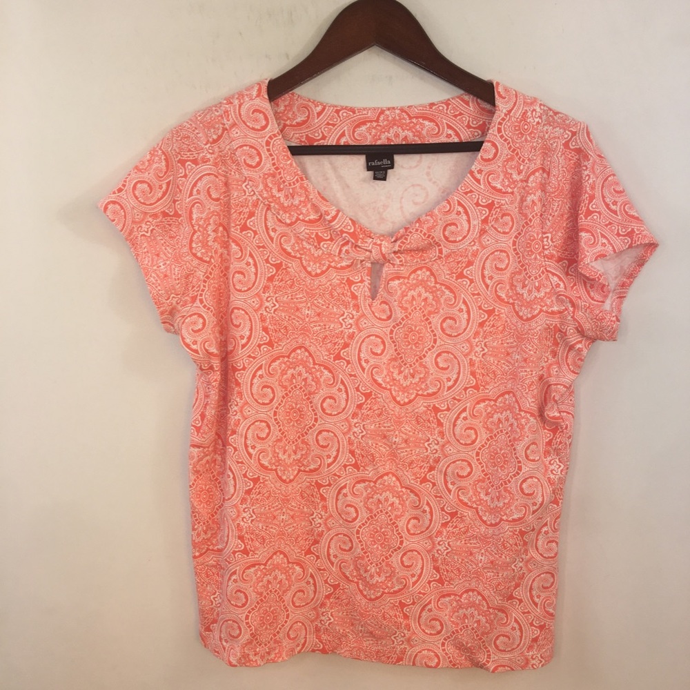 Rafaella Floral Paisley Plus Size Top 1X Cut Out